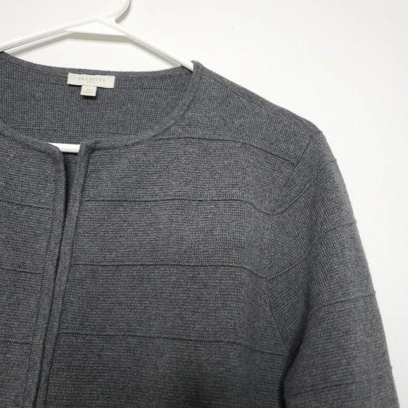 Talbots Womens Open Front Cardigan Size M Medium Gray Long Sleeve 100% C… - Picture 8 of 11